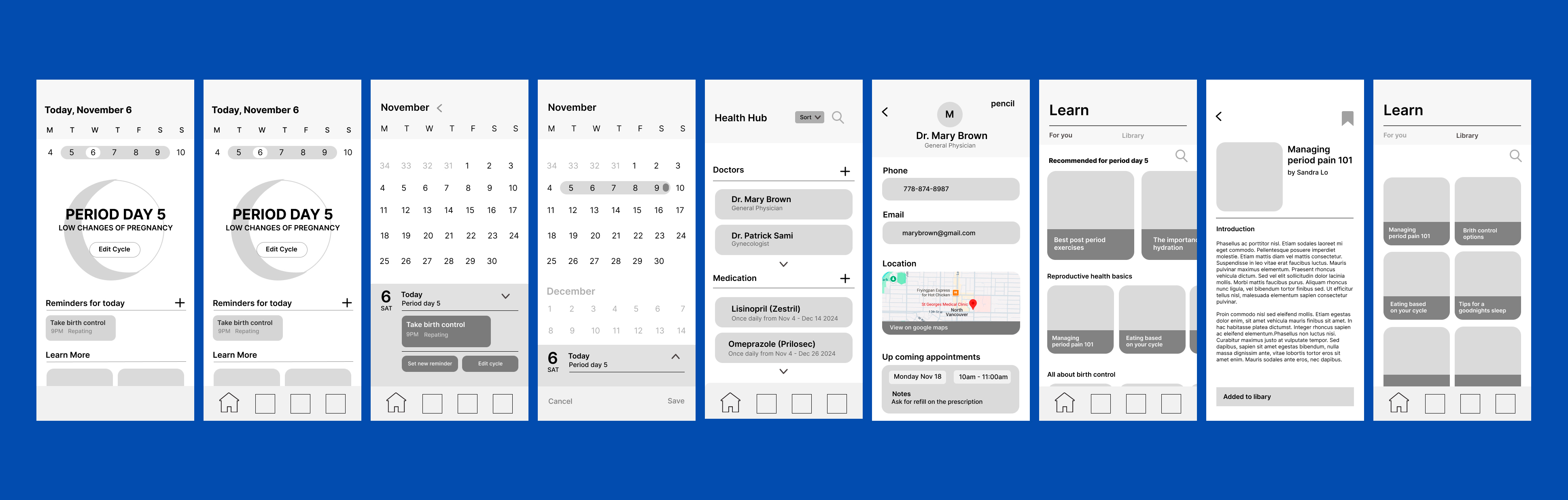 Crescent Care low wireframes