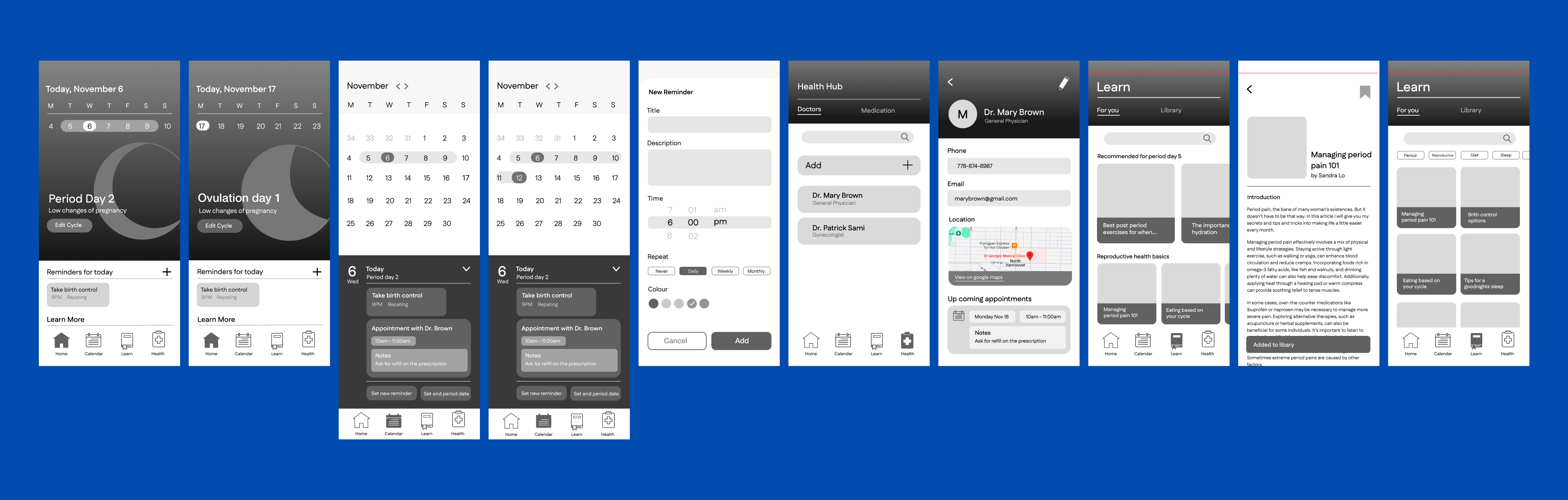 Crescent Care final wireframes